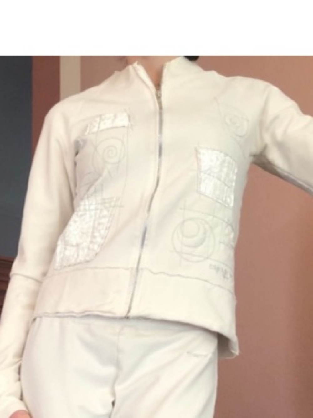 Cirque Du Soleil Cream Zip-Up Bomber Jacket